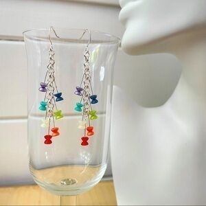2/$29 Handmade Chakra Firework Czech Glass Disc Earrings NWT Colorful